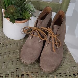 Sperry Womens Celeste Prow Taupe Suede Wedge Heel Ankle Boots Booties Size 9